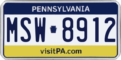 PA license plate MSW8912