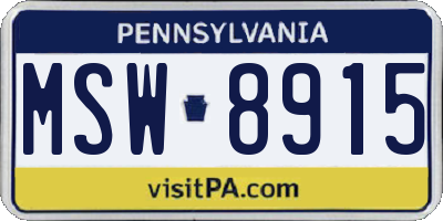 PA license plate MSW8915