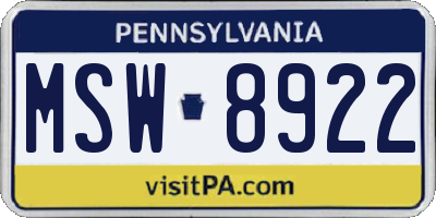 PA license plate MSW8922