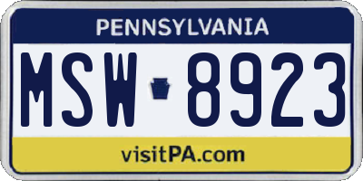 PA license plate MSW8923