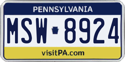 PA license plate MSW8924