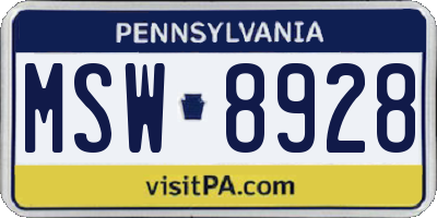 PA license plate MSW8928