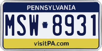 PA license plate MSW8931