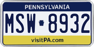 PA license plate MSW8932