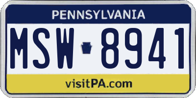 PA license plate MSW8941