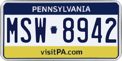 PA license plate MSW8942