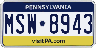 PA license plate MSW8943