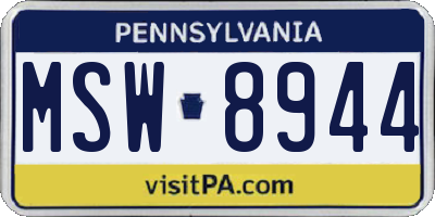 PA license plate MSW8944