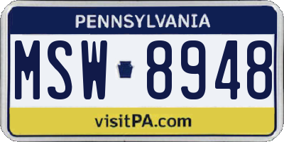 PA license plate MSW8948