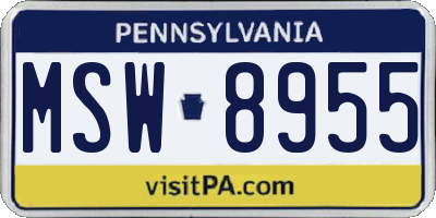 PA license plate MSW8955