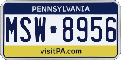 PA license plate MSW8956