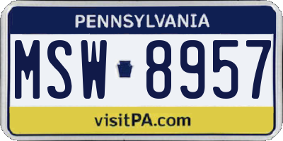 PA license plate MSW8957