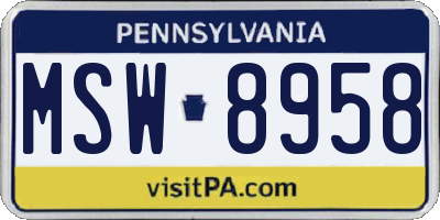 PA license plate MSW8958