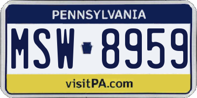 PA license plate MSW8959
