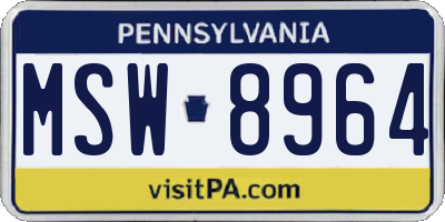 PA license plate MSW8964