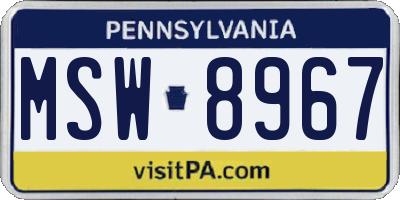 PA license plate MSW8967