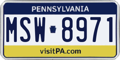 PA license plate MSW8971