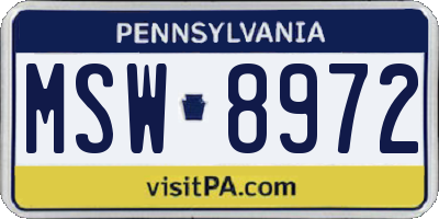 PA license plate MSW8972