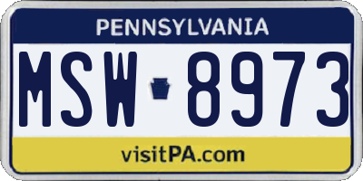 PA license plate MSW8973