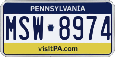 PA license plate MSW8974