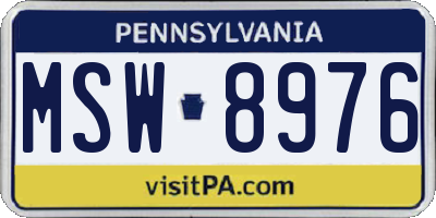 PA license plate MSW8976