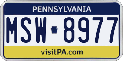 PA license plate MSW8977