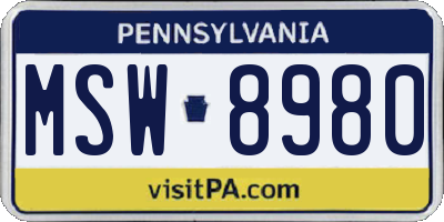 PA license plate MSW8980
