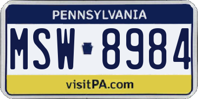 PA license plate MSW8984