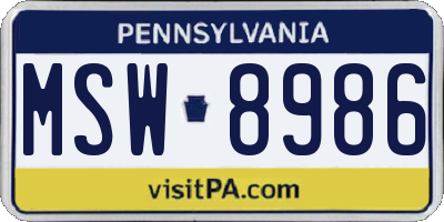 PA license plate MSW8986