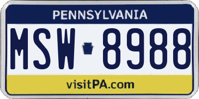 PA license plate MSW8988