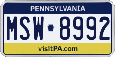 PA license plate MSW8992