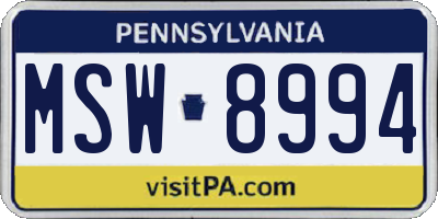 PA license plate MSW8994