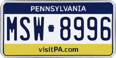 PA license plate MSW8996