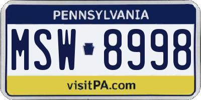 PA license plate MSW8998