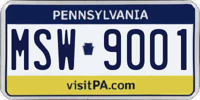 PA license plate MSW9001