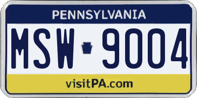 PA license plate MSW9004