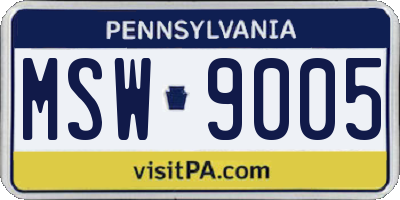 PA license plate MSW9005
