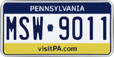 PA license plate MSW9011