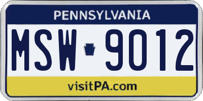 PA license plate MSW9012