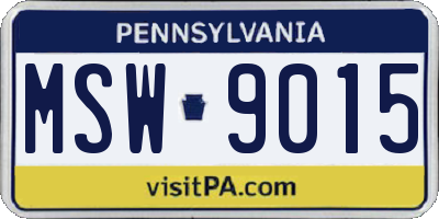 PA license plate MSW9015