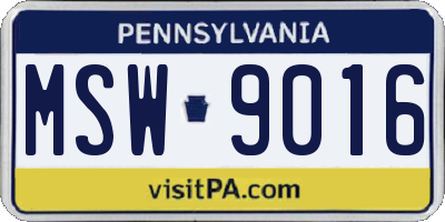 PA license plate MSW9016