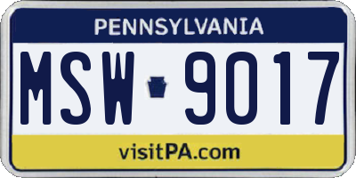 PA license plate MSW9017