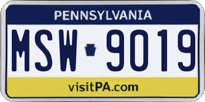 PA license plate MSW9019