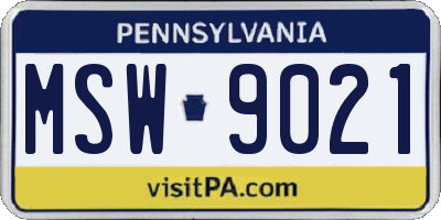 PA license plate MSW9021