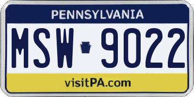 PA license plate MSW9022