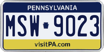 PA license plate MSW9023