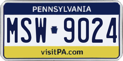 PA license plate MSW9024