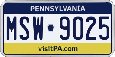 PA license plate MSW9025