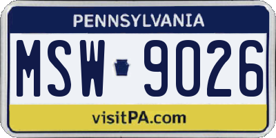 PA license plate MSW9026
