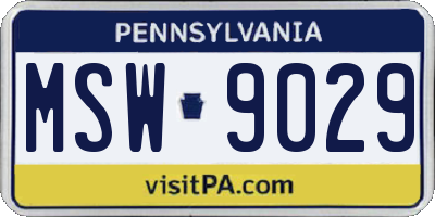 PA license plate MSW9029